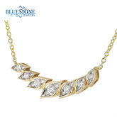 14K Gold 'Feather' Diamond Necklace - 18"